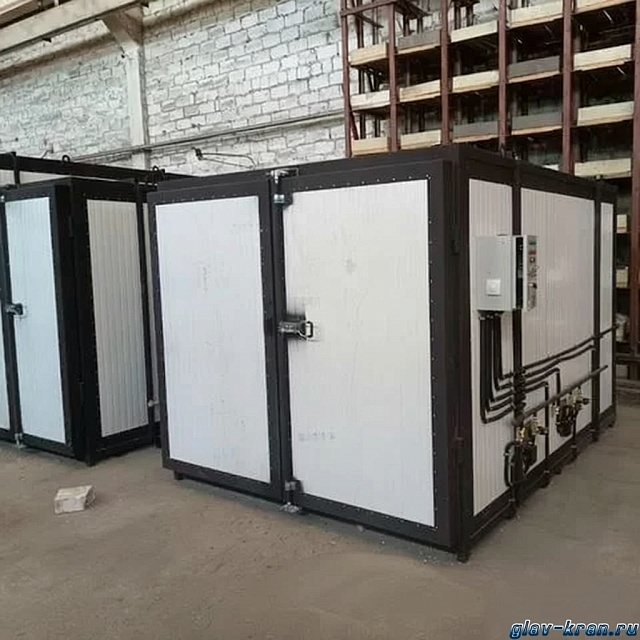 Нагревательная камера на 16 бочек по 200 литров или 4 еврокуба на 1000 литров, 1/2 уровень хранения, электрический обогрев ТЭНами или газом до-18кВт, 3200х1700х4260 мм, рабочая температура нагрева до -250 ᵒС, напряжение -220/380В